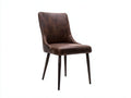 Chaise de salle à manger - cuir synthétique - métal - 49x56x92 cm - marron foncé-noir - style contemporain