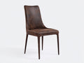 Chaise de salle à manger - cuir synthétique - métal - 48x55x96 cm - marron foncé - style contemporain