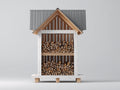 Abri à bûches - bois - tôle ondulée - 175x72x182 cm - Blanc-Gris-Naturel - style chalet extérieur