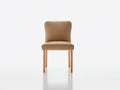 Chaise de salle à manger - cuir synthétique - bois - 48x55x86 cm - camel-naturel - style minimaliste