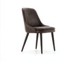 Chaise de salle à manger - cuir synthétique - bois - 49x55x91 cm - marron foncé-noir - style contemporain