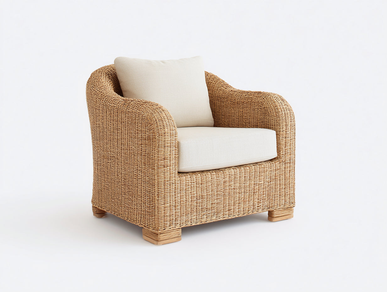 Fauteuil de jardin - rotin - 110x87x75 cm - marron-beige - style naturel