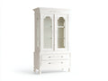 Vitrine-bois MDF-verre-104x42x187 cm-blanc-style classique