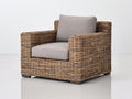 Fauteuil de jardin - rotin - bois - 98x90x76 cm - naturel-grège - rustique
