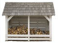 Abri à bûches - bois - 285x98x172 cm - Blanc-Gris - style rustique extérieur