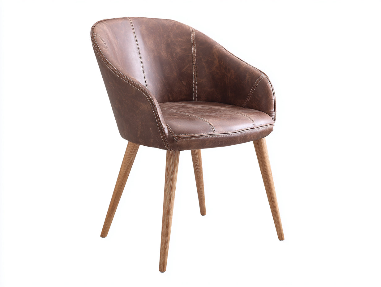 Chaise de salle à manger - cuir synthétique - bois - 62x60x79 cm - marron-naturel - style contemporain