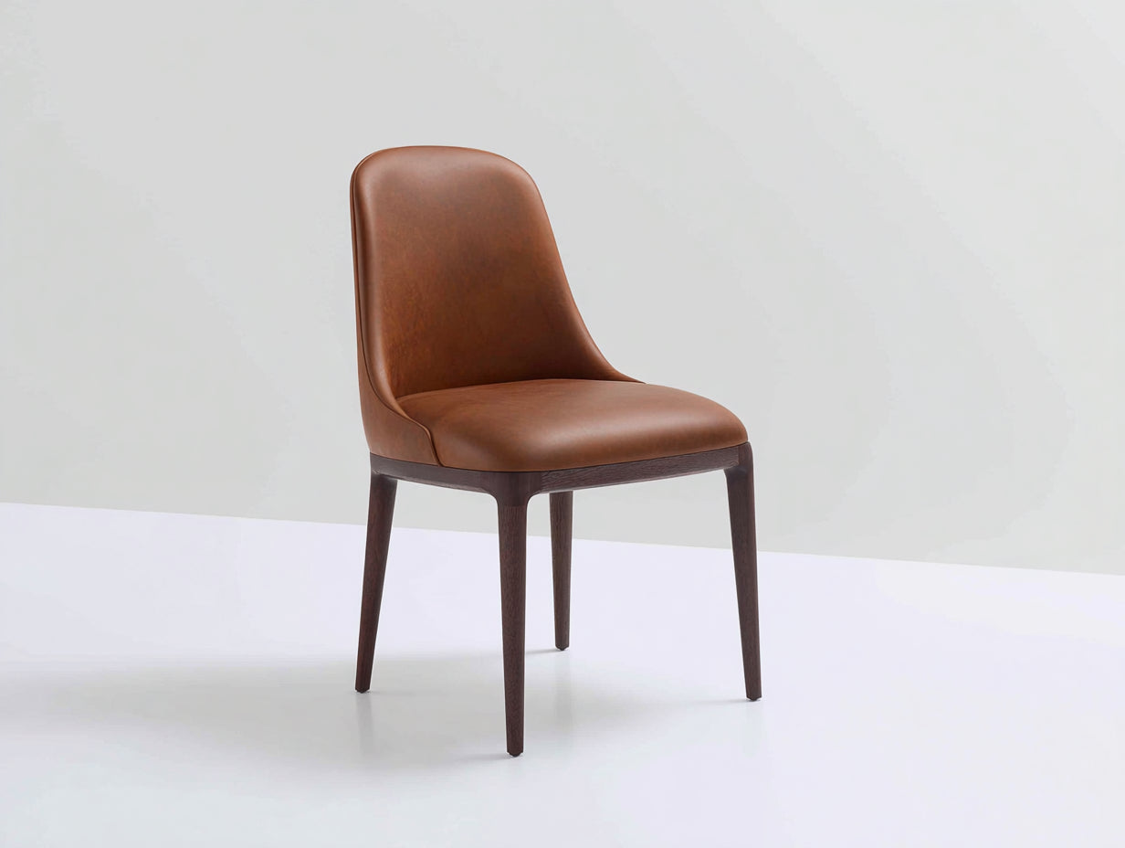 Chaise de salle à manger - cuir synthétique - bois - 52x57x86 cm - marron-noyer foncé - style moderne