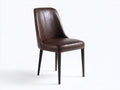 Chaise de salle à manger - cuir synthétique - bois - 51x56x94 cm - marron foncé-noir - style contemporain