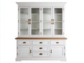 Vitrine-bois MDF-verre-métal-166x45x191 cm-blanc-naturel-style classique