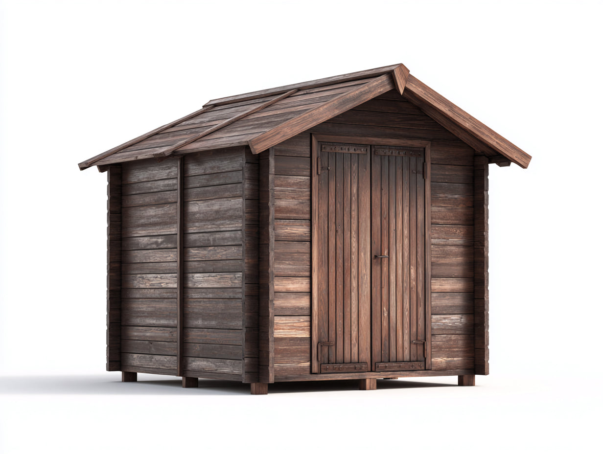 Abri de jardin - bois - 348x218x228 cm - brun-gris - style cabanon rustique