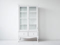 Vitrine-bois MDF-verre-86x39x176 cm-blanc-style classique
