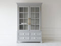 Vitrine-bois MDF-verre-112x43x191 cm-gris-style classique