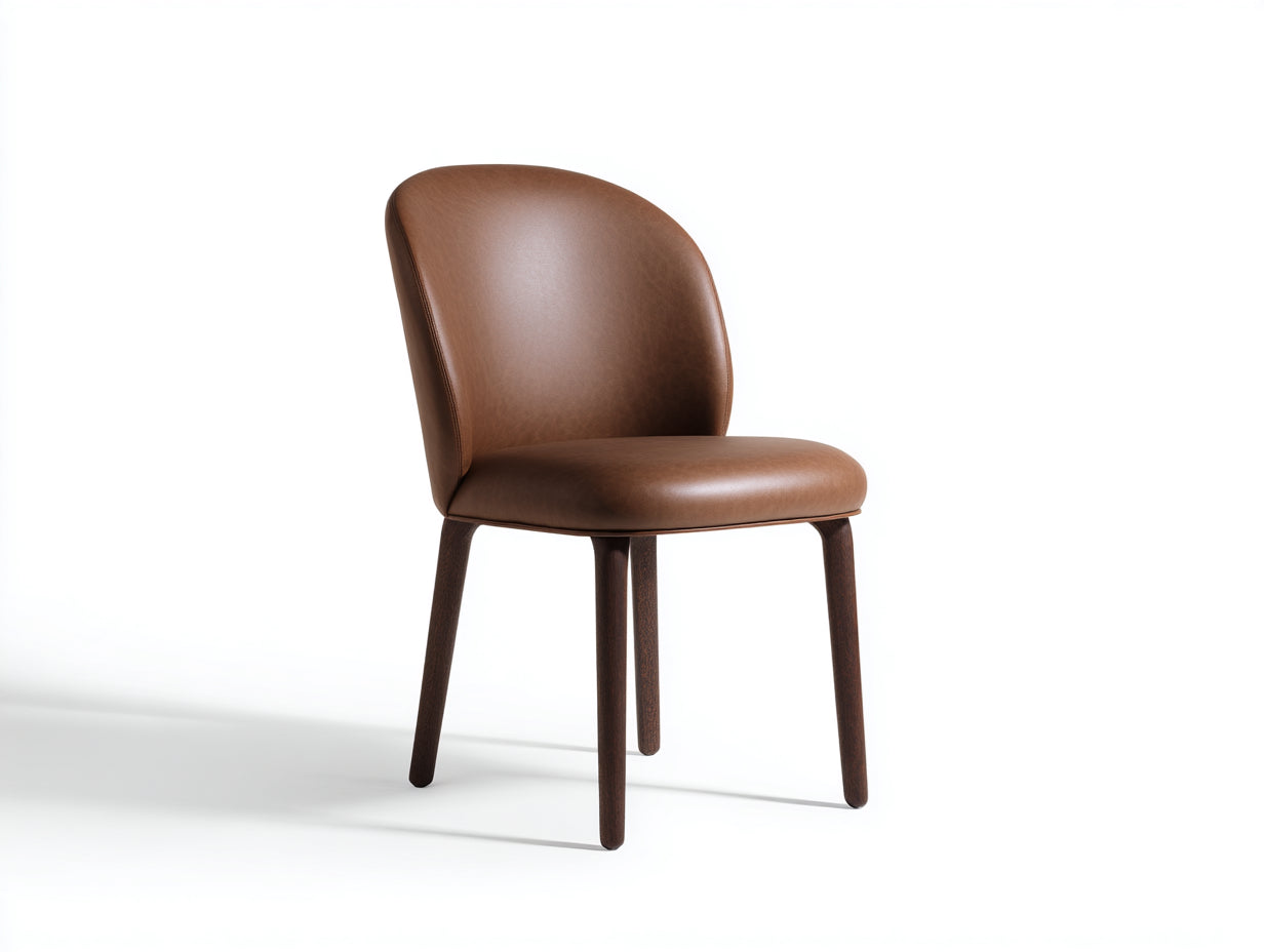 Chaise de salle à manger - cuir synthétique - bois - 53x56x82 cm - marron-noyer - style moderne