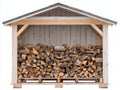 Abri à bûches - bois - feutre bitumé - 240x80x180 cm - Naturel-Gris - style chalet extérieur