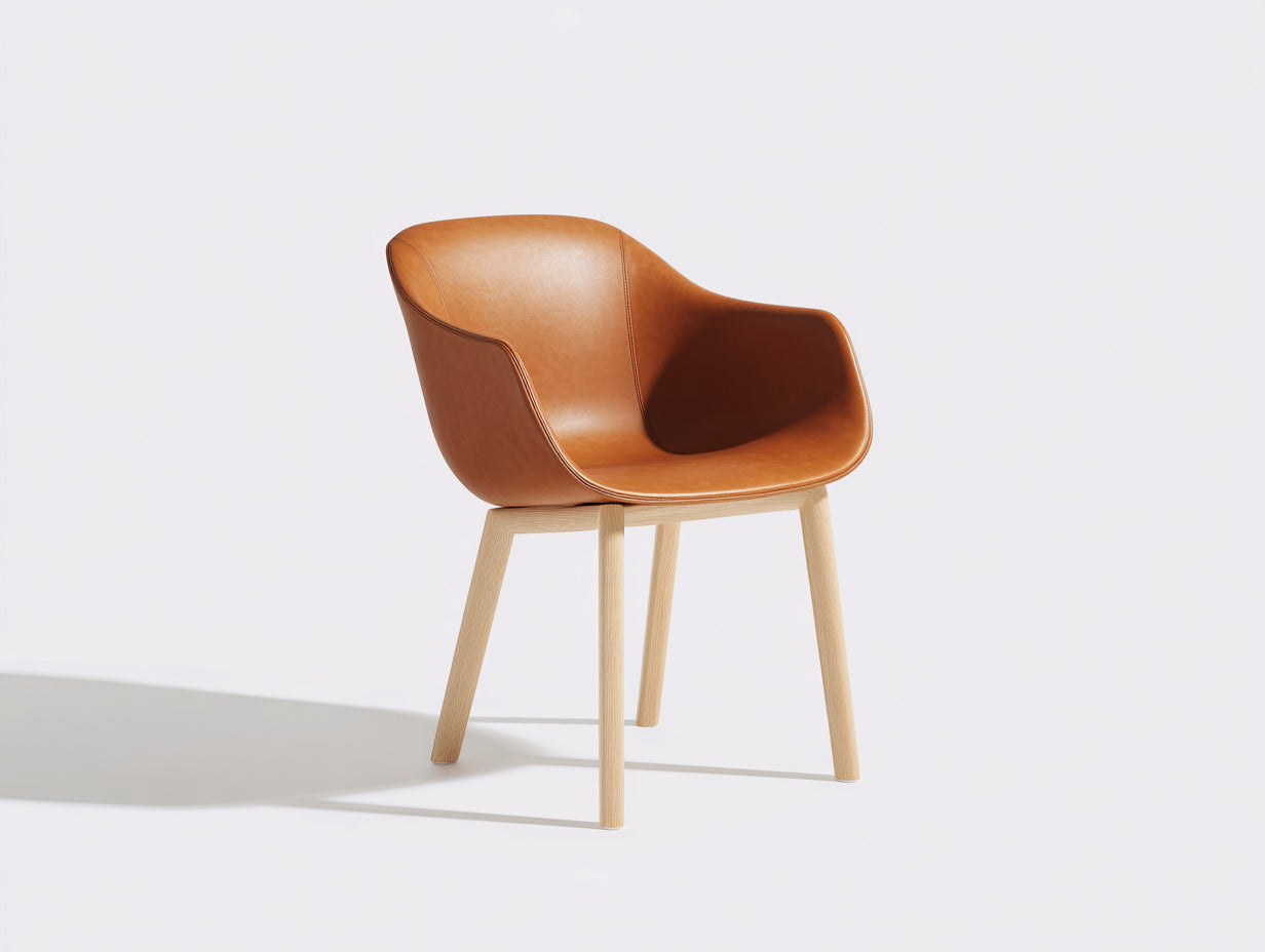 Chaise de salle à manger - cuir synthétique - bois - 59x60x81 cm - cognac-naturel - style moderne