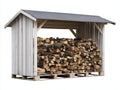 Abri à bûches - bois-feutre bitumé - 260x90x170 cm - Blanc-Gris - style chalet extérieur