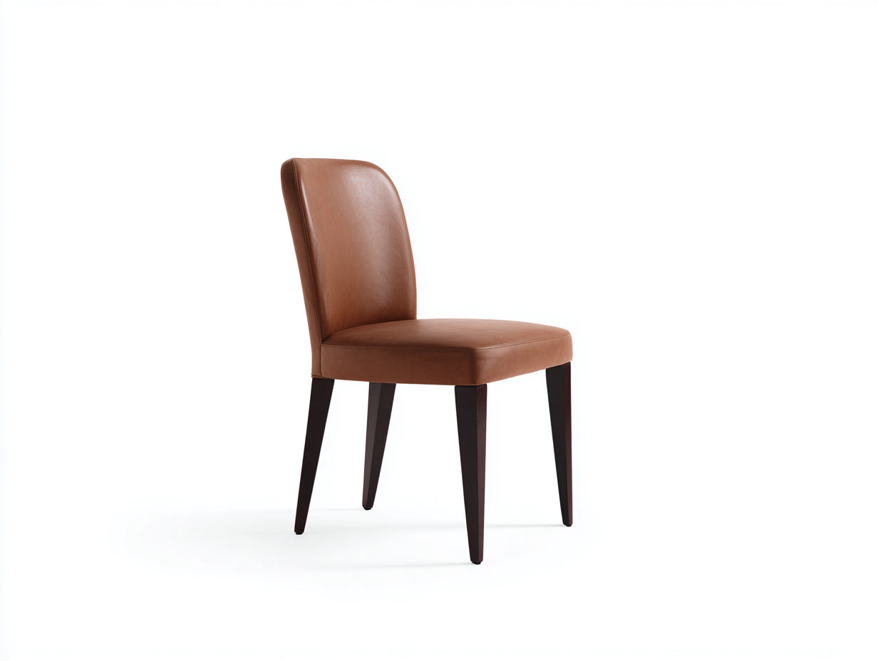Chaise de salle à manger - cuir synthétique - bois - 51x55x89 cm - marron-noyer foncé - style moderne