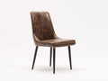 Chaise de salle à manger - cuir synthétique - métal - 47x54x97 cm - marron foncé-noir - style contemporain