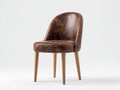 Chaise de salle à manger - cuir synthétique - bois - 55x57x82 cm - marron-naturel - style contemporain