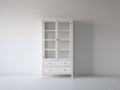Vitrine-bois MDF-verre-92x40x181 cm-blanc-style classique