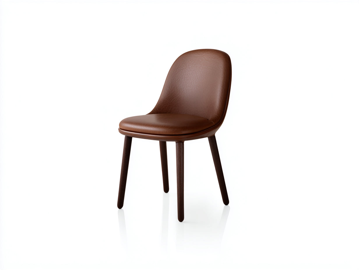 Chaise de salle à manger - cuir synthétique - bois - 50x54x83 cm - marron-noyer foncé - style moderne
